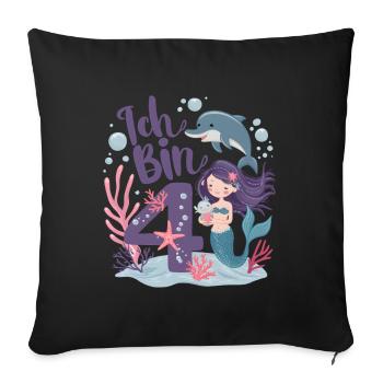 4th Birthday Girl 4 Years Mermaid Party - Sofa pillowcase 17,3'' x 17,3'' (45 x 45 cm) - black - Front