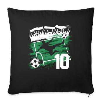 10e anniversaire 10 ans de football Joueur de football - Housse de coussin décorative 45 x 45 cm - noir - Devant