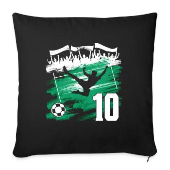 10e anniversaire 10 ans de football Joueur de football - Housse de coussin décorative 45 x 45 cm - noir - Devant