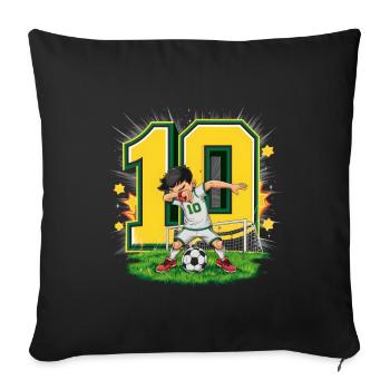 10e anniversaire 10 ans de football Joueur de football - Housse de coussin décorative 45 x 45 cm - noir - Devant