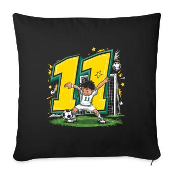 11e anniversaire 11 ans de football Joueur de football - Housse de coussin décorative 45 x 45 cm - noir - Devant