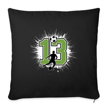 13e anniversaire 13 ans de football Joueur de football - Housse de coussin décorative 45 x 45 cm - noir - Devant