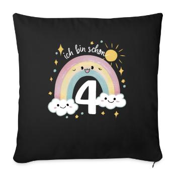 4th Birthday Shirt Rainbow Cloud - Sofa pillowcase 17,3'' x 17,3'' (45 x 45 cm) - black - Front