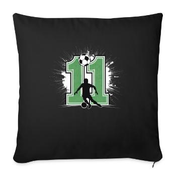 11e anniversaire 11 ans de football Joueur de football - Housse de coussin décorative 45 x 45 cm - noir - Devant