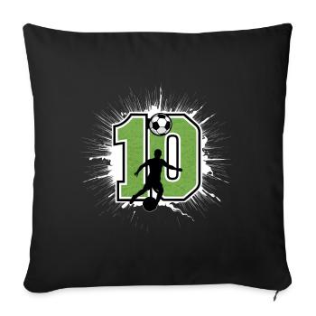 10e anniversaire 10 ans de football Joueur de football - Housse de coussin décorative 45 x 45 cm - noir - Devant