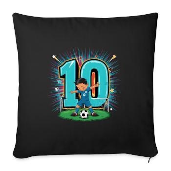 10e anniversaire 10 ans de football Joueur de football - Housse de coussin décorative 45 x 45 cm - noir - Devant