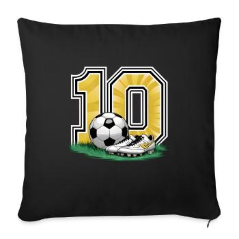 10e anniversaire 10 ans de football Joueur de football - Housse de coussin décorative 45 x 45 cm - noir - Devant