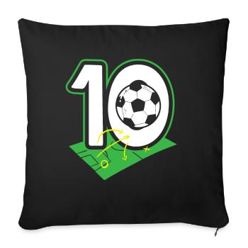 10e anniversaire 10 ans de football Joueur de football - Housse de coussin décorative 45 x 45 cm - noir - Devant