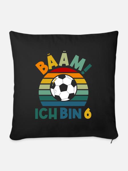 6. Geburtstag 6 Jahre Fußball Fußballspieler - Sofakissenbezug 45 x 45 cm - Schwarz