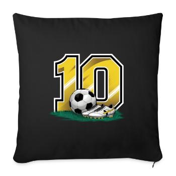 10e anniversaire 10 ans de football Joueur de football - Housse de coussin décorative 45 x 45 cm - noir - Devant