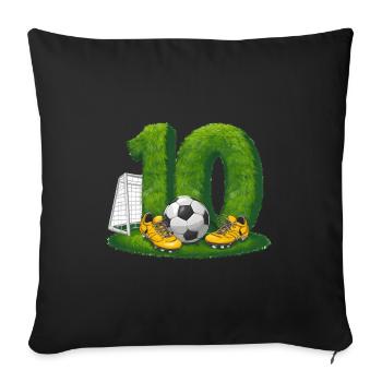 10e anniversaire 10 ans de football Joueur de football - Housse de coussin décorative 45 x 45 cm - noir - Devant