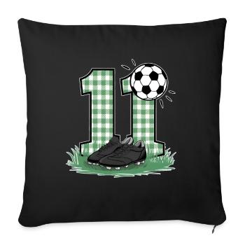 11e anniversaire 11 ans de football Joueur de football - Housse de coussin décorative 45 x 45 cm - noir - Devant