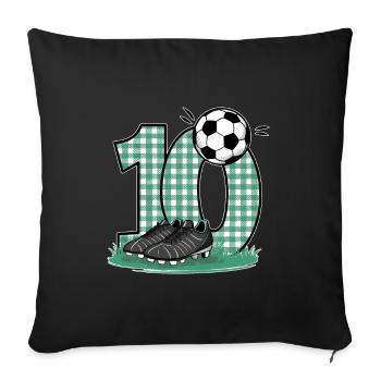 10e anniversaire 10 ans de football Joueur de football - Housse de coussin décorative 45 x 45 cm - noir - Devant