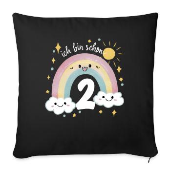 2nd Birthday Shirt Rainbow Cloud - Sofa pillowcase 17,3'' x 17,3'' (45 x 45 cm) - black - Front