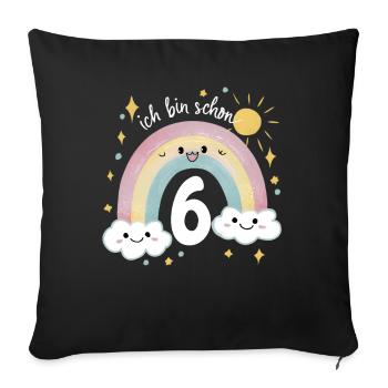 6th Birthday Shirt Rainbow Cloud - Sofa pillowcase 17,3'' x 17,3'' (45 x 45 cm) - black - Front