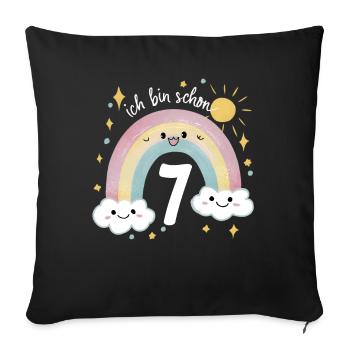 7th Birthday Shirt Rainbow Cloud - Sofa pillowcase 17,3'' x 17,3'' (45 x 45 cm) - black - Front