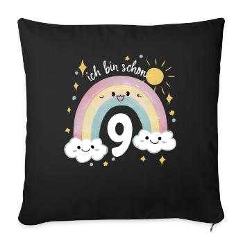 9th Birthday Shirt Rainbow Cloud - Sofa pillowcase 17,3'' x 17,3'' (45 x 45 cm) - black - Front