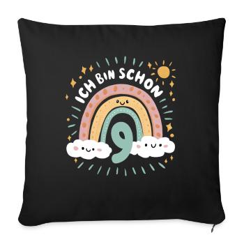 9th Birthday Shirt Rainbow Cloud - Sofa pillowcase 17,3'' x 17,3'' (45 x 45 cm) - black - Front