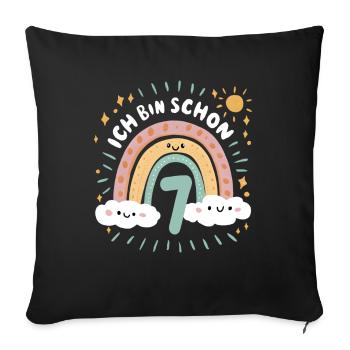 7th Birthday Shirt Rainbow Cloud - Sofa pillowcase 17,3'' x 17,3'' (45 x 45 cm) - black - Front