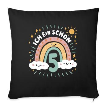 Chemise 5ème anniversaire Nuage Arc-en-ciel - Housse de coussin décorative 45 x 45 cm - noir - Devant