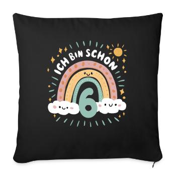 6th Birthday Shirt Rainbow Cloud - Sofa pillowcase 17,3'' x 17,3'' (45 x 45 cm) - black - Front