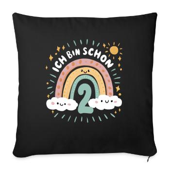 2nd Birthday Shirt Rainbow Cloud - Sofa pillowcase 17,3'' x 17,3'' (45 x 45 cm) - black - Front