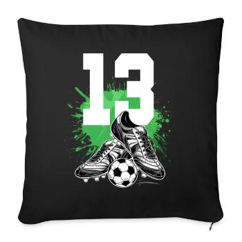 13e anniversaire 13 ans de football Joueur de football - Housse de coussin décorative 45 x 45 cm - noir - Devant