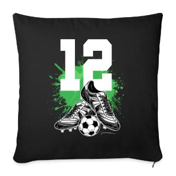 12th Birthday 12 Years Soccer Soccer Player - Sofa pillowcase 17,3'' x 17,3'' (45 x 45 cm) - black - Front