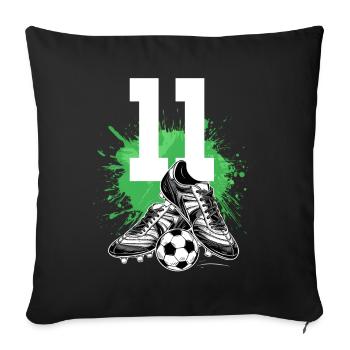 11e anniversaire 11 ans de football Joueur de football - Housse de coussin décorative 45 x 45 cm - noir - Devant