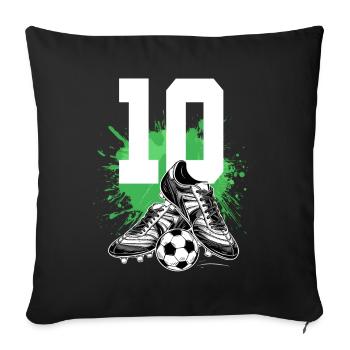 10e anniversaire 10 ans de football Joueur de football - Housse de coussin décorative 45 x 45 cm - noir - Devant