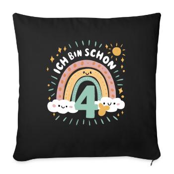 4th Birthday Shirt Rainbow Cloud - Sofa pillowcase 17,3'' x 17,3'' (45 x 45 cm) - black - Front