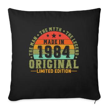 Vinatge 1984 Cadeau d’anniversaire - Housse de coussin décorative 45 x 45 cm - noir - Devant