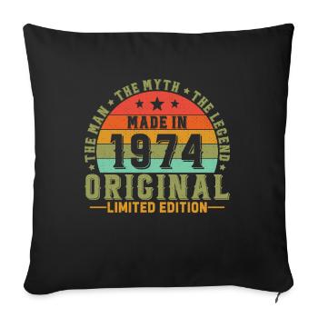 Vinatge 1974 Cadeau d’anniversaire - Housse de coussin décorative 45 x 45 cm - noir - Devant