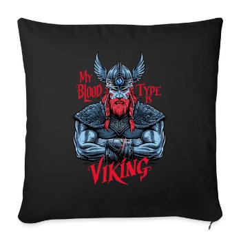 Meine Blutgruppe ist Viking Warrior - Sofakissenbezug 45 x 45 cm - Schwarz - Vorne