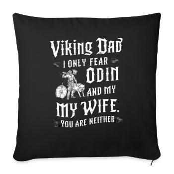 Je ne crains qu’Odin et ma femme Funny Viking - Housse de coussin décorative 45 x 45 cm - noir - Devant