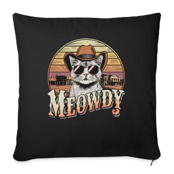 Cool Vintage Cowboy Cat with Sunglasses Meowdy - Sofa pillowcase 17,3'' x 17,3'' (45 x 45 cm) - black - Front