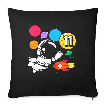 11e anniversaire Anniversaire des astronautes des garçons - Housse de coussin décorative 45 x 45 cm - noir - Devant