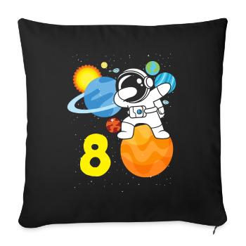 8e anniversaire garçons 8 ans anniversaire astronaute - Housse de coussin décorative 45 x 45 cm - noir - Devant