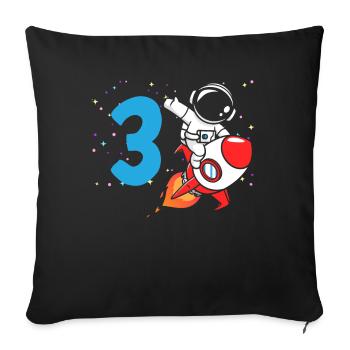 3ème anniversaire garçons 3 ans astronaute anniversaire - Housse de coussin décorative 45 x 45 cm - noir - Devant