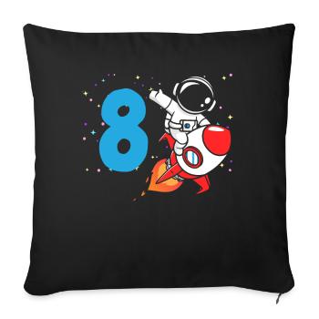 8ème anniversaire Garçons 8 ans Astronaute Anniversaire - Housse de coussin décorative 45 x 45 cm - noir - Devant