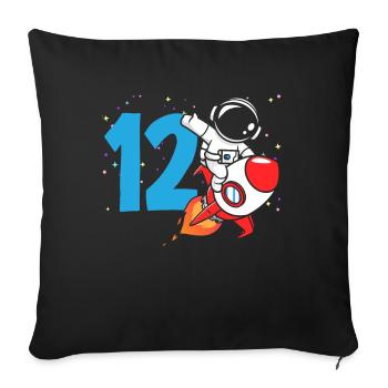 12th Birthday Boys Astronaut Birthday - Sofa pillowcase 17,3'' x 17,3'' (45 x 45 cm) - black - Front