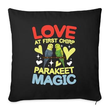 Love At First Chirp Parakeet Magic - Sofakissenbezug 45 x 45 cm - Schwarz - Vorne