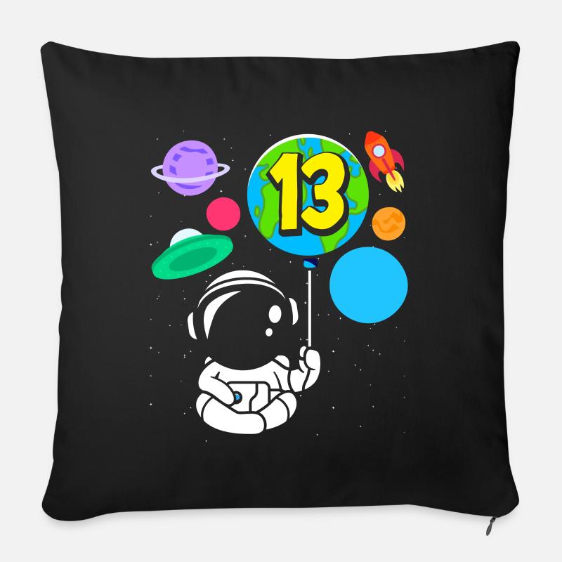 13. Geburtstag Jungen Astronaut Geburtstag - Sofakissenbezug 45 x 45 cm - Schwarz