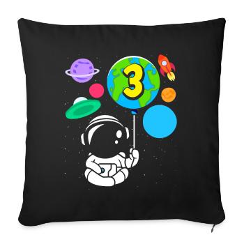 3rd Birthday Boys 3 Years Astronaut Birthday - Sofa pillowcase 17,3'' x 17,3'' (45 x 45 cm) - black - Front