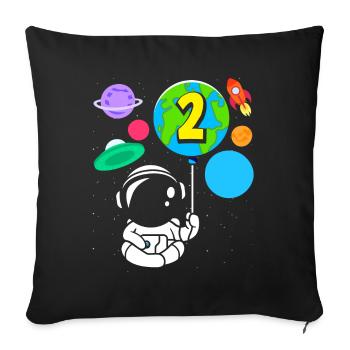 2ème anniversaire garçons 2 ans astronaute anniversaire - Housse de coussin décorative 45 x 45 cm - noir - Devant
