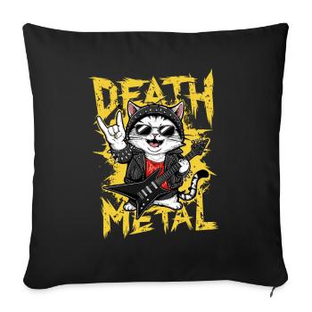Katze Musiker mit E-Gitarre - Sofakissenbezug 45 x 45 cm - Schwarz - Vorne