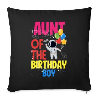 Anniversaire des enfants Membres de la famille des astronautes - Housse de coussin décorative 45 x 45 cm - noir - Devant