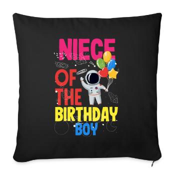 Anniversaire des enfants Membres de la famille des astronautes - Housse de coussin décorative 45 x 45 cm - noir - Devant