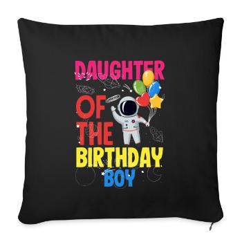 Anniversaire des enfants Membres de la famille des astronautes - Housse de coussin décorative 45 x 45 cm - noir - Devant