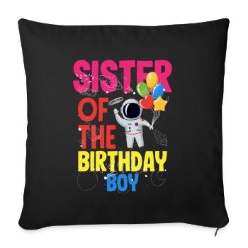 Anniversaire des enfants Membres de la famille des astronautes - Housse de coussin décorative 45 x 45 cm - noir - Devant